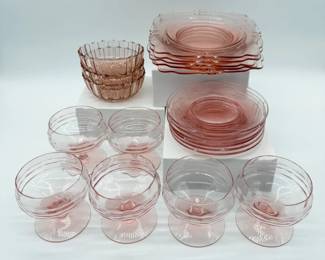 58 PinkDepressionBowlsPlatesCups