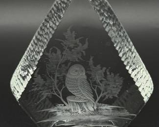 75 AIDACrystalLaserCarvedOwlSigned
