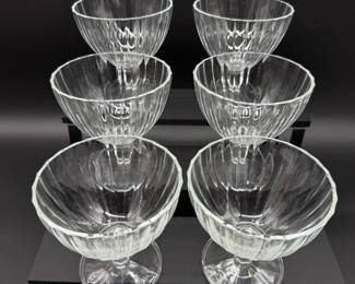 70 SetofSixDessertCupsRibbedFootedClearGlass