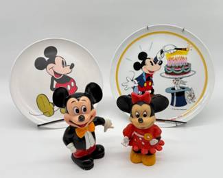 71 WaltDisneyMickeyPlatesMikeyMinnieCoinPiggyBank