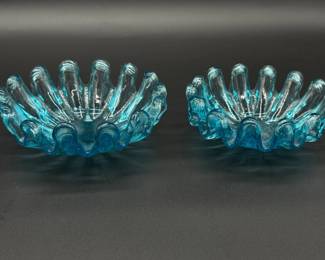 53 HandBlownBlueSwungGlassAshtrays