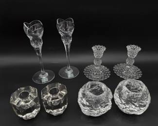 89 4PairsofCrystalGlassCandleHolders