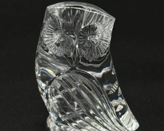 104 WaterfordClearCrystalOwlFigurineSigned