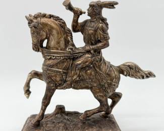 47 HorseTrumpeterStatueHeavyMetalAgedCopperFinishSigned