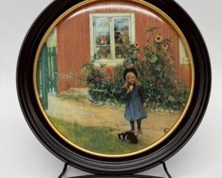 74 RoyalCopenhagenBritaKattenPlaquewWoodenFrame