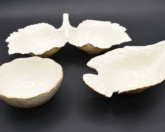 misc lot of Lenox: dove trinket bowl, round trinket bowl, and double nut/candy dish