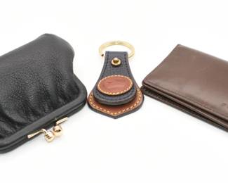 Misc Lot: Dooney & Bourke keychain, Fossil wallet, and Dooney & Bourke change purse