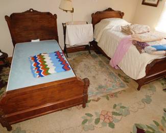 Antique Pair Of Walnut Twin Beds