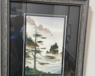 Framed & Matted Cannon Beach Watercolor Print by Jeffrey Hull