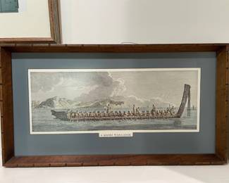 Framed & Matted "A Maori War Canoe" Print 