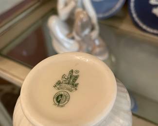 Belleek Pottery "Ribbon" Creamer Pitcher, Belleek "Neptune Twisted Shell" Creamer Pitcher