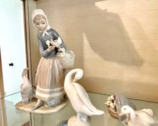 Lladro "Shepherdess With Ducks" Figurine, Lladro Goose Figurine, Lladro "Ducklings" Figurine