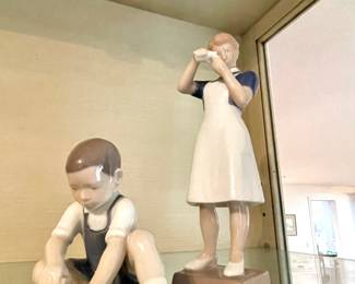 Bing Grondahl "Little Boy with Blocks" Figurine, Bing Grondahl "Nurse" Figurine
