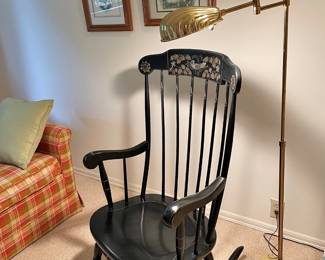 Ethan Allen Black Spindle Back Boston Rocker 