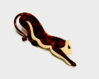 Signed Leah Stein, Paris bakelite jaguar.
