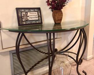 Glass top hallway display table