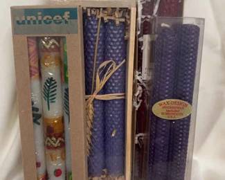 Bees Wax Candle Sticks, UNICEF Candle Set, Two Candle Holder Lot