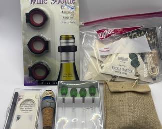 Wine Bottle Toppers, Picks And Cork Stopper Set