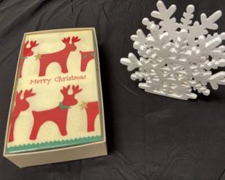 Lot of 2 Holiday Napkin And Napkin Holder