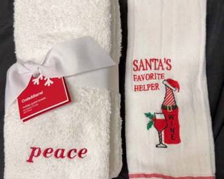 Lot of Christmas towels Crate and Barrel