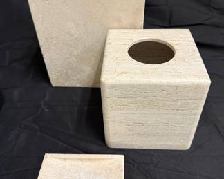 Lot Of Three Travertine Marble Bathroom Set