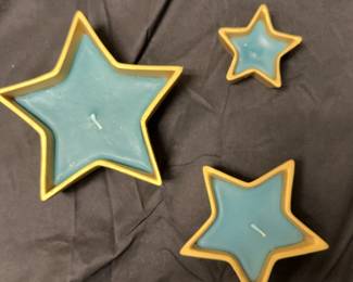 Star Shaped Candles Green And Gold