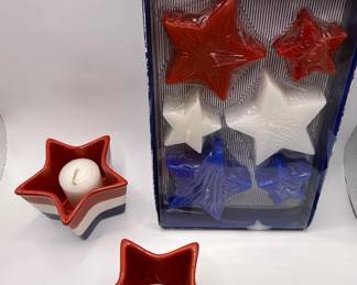 Patriotic Candles With Candle Holders