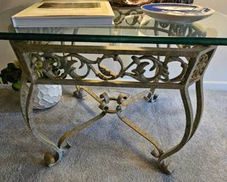 Iron and glass top table 