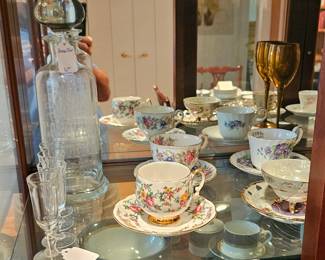 Assortment of tea cups and saucers