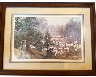 28 x 21 Framed Hemlock Marsh Print By N. Engle Signed Numbered