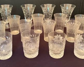 Beautiful Floral Etched Glassware