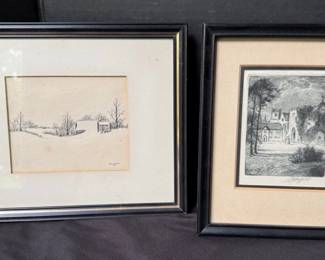 Two Framed Signed Etchings