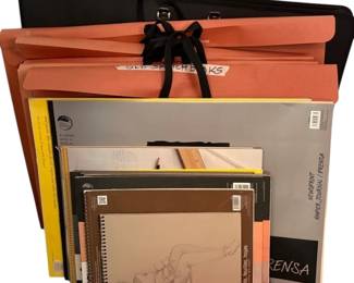 Portfolios And Sketch Pads, Some With Figure Studies