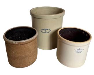 Three Modified 2 Gal 5 Gal Crocks
