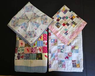 Four Vintage Handsewn Lap Quilts