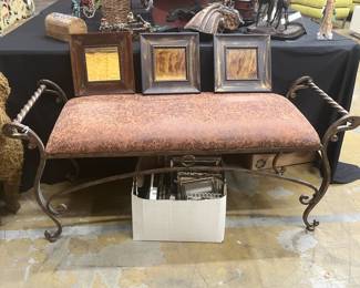 Leather and iron bench