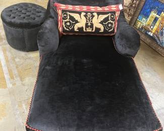 Black velvet chaise lounge