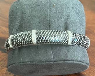 Black Spinel Pave Cuff with White Sapphire Rondels 