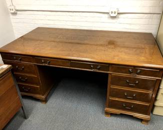 Vintage Walnut Executive Desk, likely made by Jasper Desk Co.
