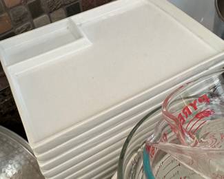 Set of Rectangular White Fortessa Plates with Sauce Compartment – Modern Dinnerware