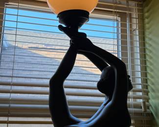 Art Deco Style Lamp Nude Dancer Large Black Lamp with Globe