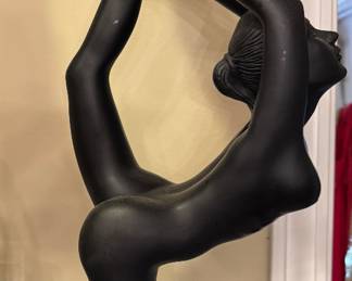 Art Deco Style Lamp Nude Dancer Large Black Lamp with Globe