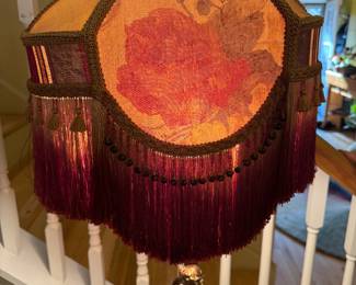 Silk embroidered lamp shade floor lamp[