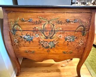 hand painted solid wood with a marble top entryway cabinet, side table, vanity for a powder room