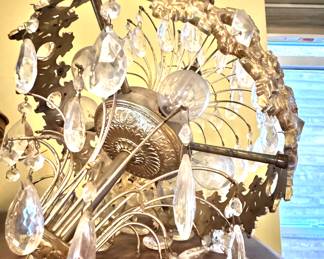 Vintage Crystal Chandelier with Gold Accents – Antique Lighting Fixture