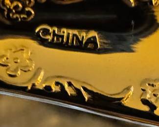 Close-Up of Gold-Plated Flatware Handle – Made in China Stamp