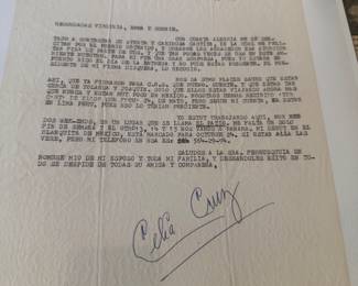 NFS Letter written to Connie by Celia Cruz as invitation for concerts in Mexico, Panama
