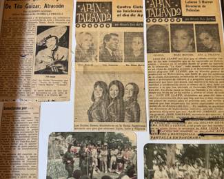 NFS Debut de las Golden Sisters, Entusiasmo por el Regreso De Tito Guizar; News paper cut outs for Los Golden Sisters- Ema, Vicky and Connie