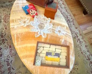 marble and ornate brass coffee table