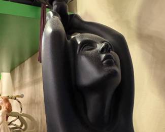 Art Deco Style Lamp Nude Dancer Large Black Lamp with Globe